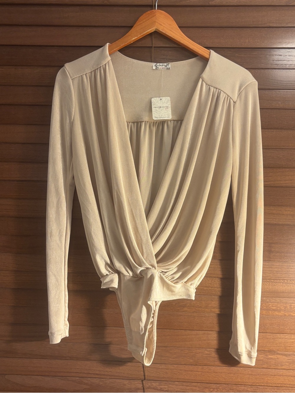 NWT Free People Intimately Turnt Long Sleeve Bodysuit Cream